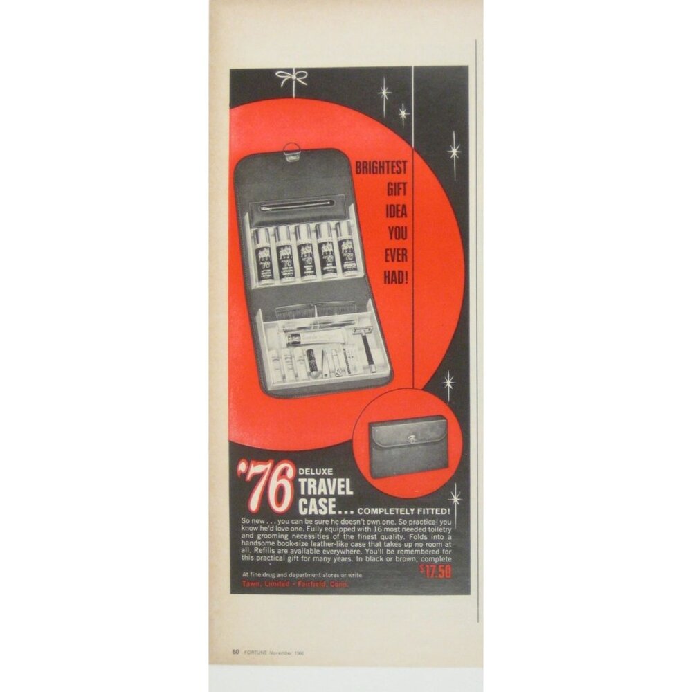 Vintage 76 Deluxe Travel Case Grooming Print Ad MOD 1960s